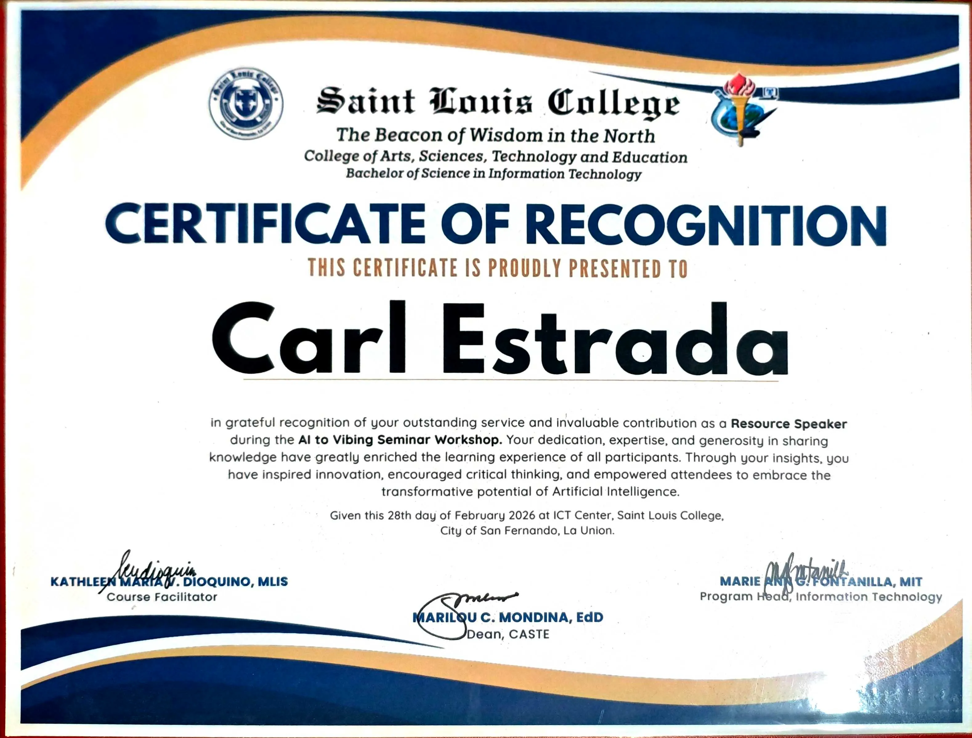 Resource speaker, AI to Vibing Seminar Workshop